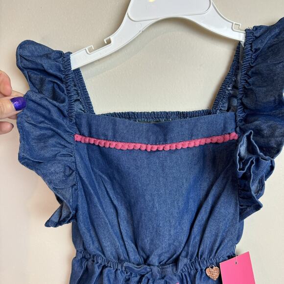 Vince Camuto NWT Girls Toddler 4T Denim Pant Jumper Sleeveless Overall Smock - Picture 3 of 7